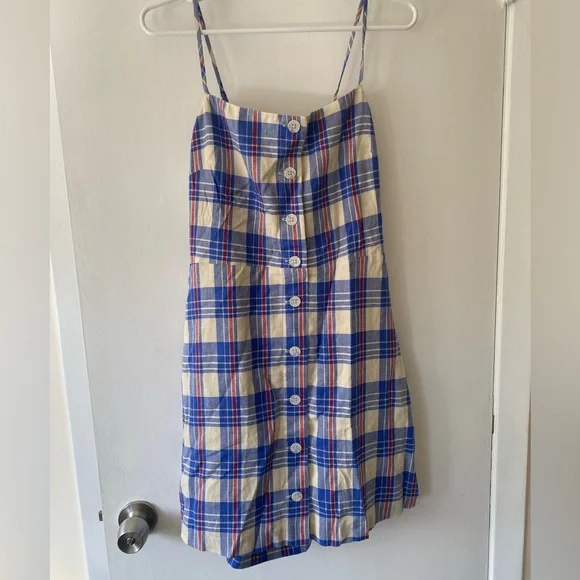 NWT GAP Blue and Cream Plaid Dress - Picture 1 of 5